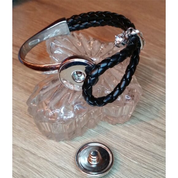 US Army military removable interchangeable button clip bracelet black w charm - Picture 3 of 4